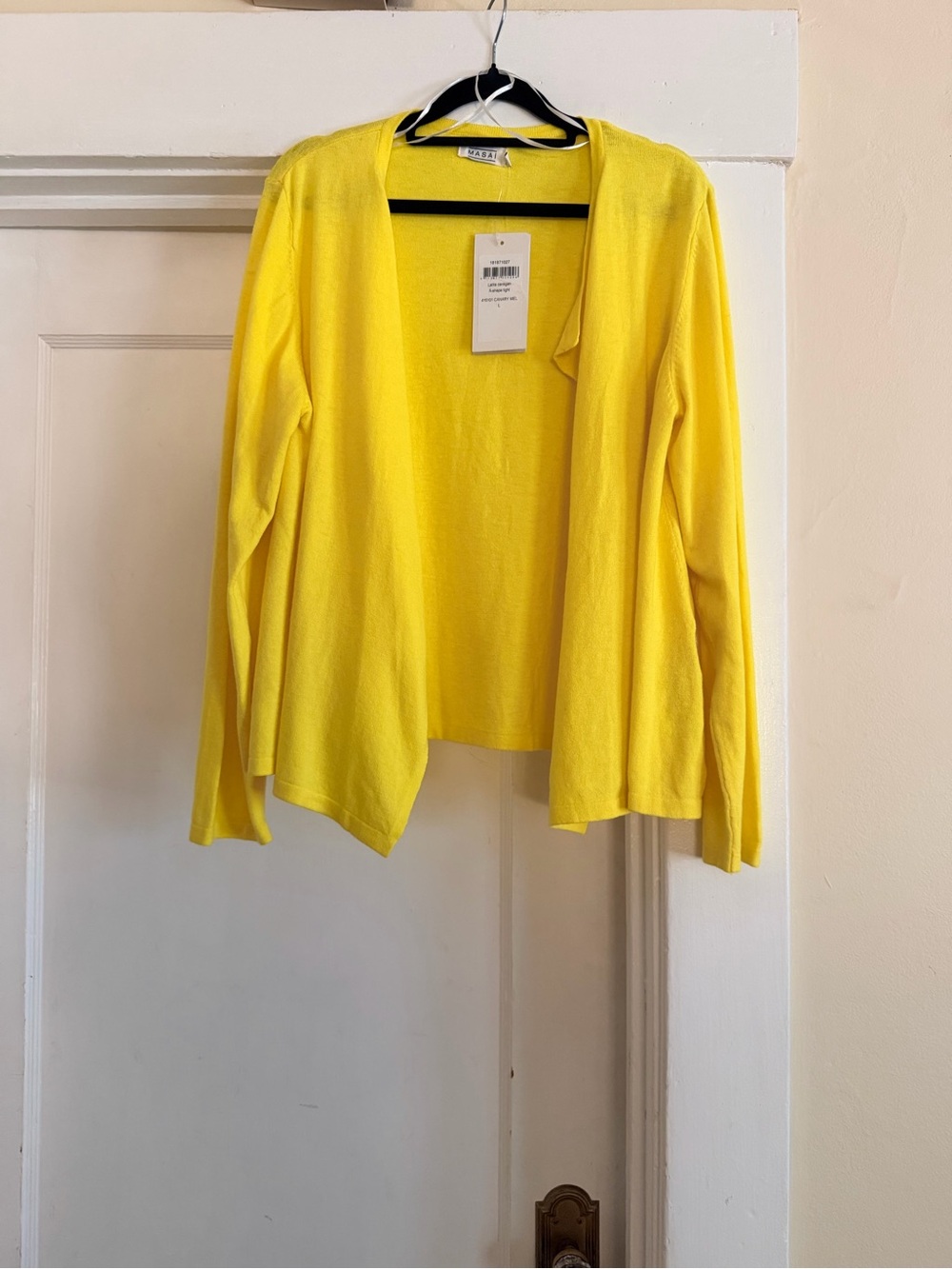 Masai Lalita Cardigan Canary Yellow Cashmere Blend NWT Size L $130